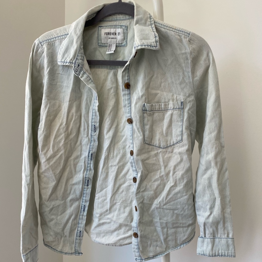 Forever21 Jean shirt long sleeve medium